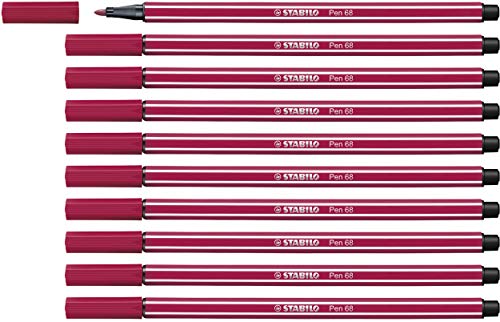 Premium-Filzstift - STABILO Pen 68 - 10er Pack - dunkelrot von STABILO