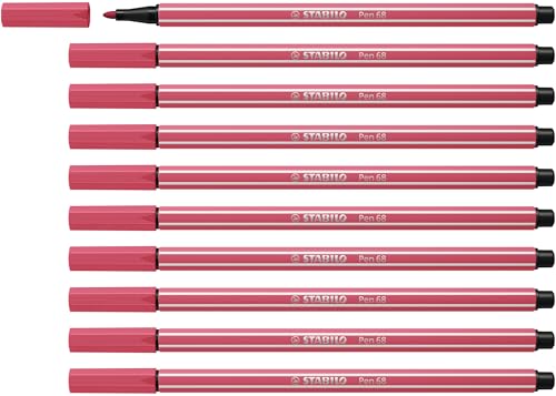 Premium-Filzstift - STABILO Pen 68 - 10er Pack - erdbeerrot von STABILO