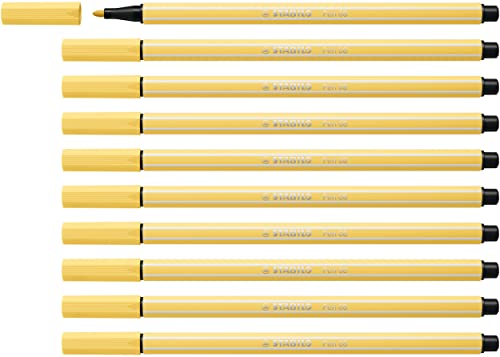 Premium-Filzstift - STABILO Pen 68 - 10er Pack - hellgelb von STABILO