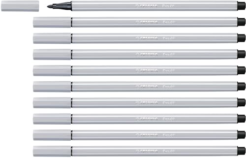 Premium-Filzstift - STABILO Pen 68 - 10er Pack - hellgrau von STABILO