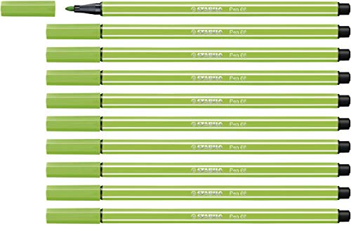 Premium-Filzstift - STABILO Pen 68 - 10er Pack - hellgrün von STABILO