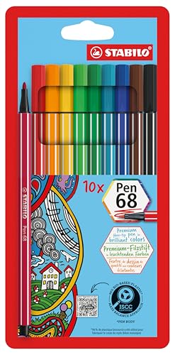 Premium-Filzstift - STABILO Pen 68 - 10er Pack - mit 10 verschiedenen Farben von STABILO