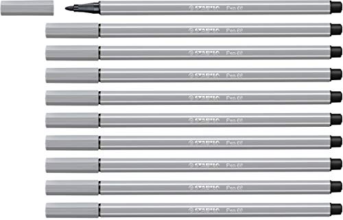 Premium-Filzstift - STABILO Pen 68 - 10er Pack - mittelgrau von STABILO