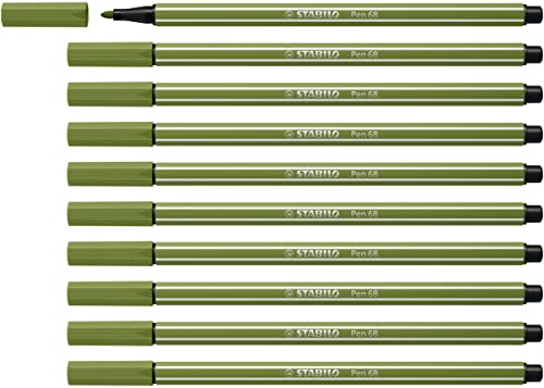 Premium-Filzstift - STABILO Pen 68 - 10er Pack - moosgrün von STABILO