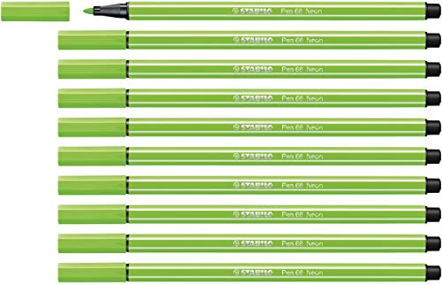 Premium-Filzstift - STABILO Pen 68 - 10er Pack - neongrün von STABILO