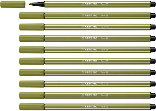 Premium-Filzstift - STABILO Pen 68 - 10er Pack - schlammgrün von STABILO