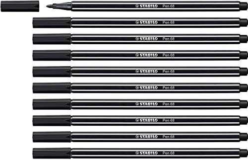 Premium-Filzstift - STABILO Pen 68 - 10er Pack - schwarz von STABILO