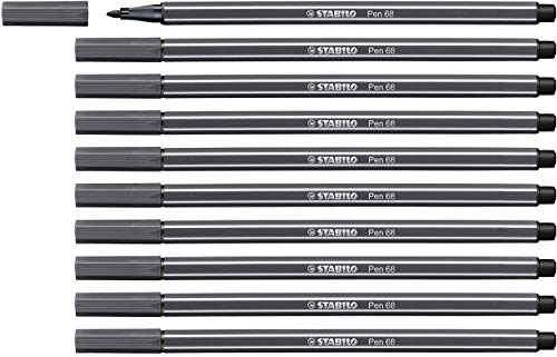 Premium-Filzstift - STABILO Pen 68 - 10er Pack - schwarzgrau von STABILO
