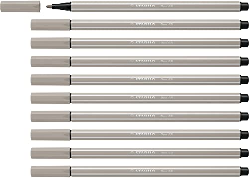 Premium-Filzstift - STABILO Pen 68 - 10er Pack - warmgrau von STABILO
