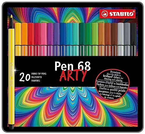 Premium-Filzstift - STABILO Pen 68 - ARTY - 20er Metalletui - mit 20 verschiedenen Farben von STABILO