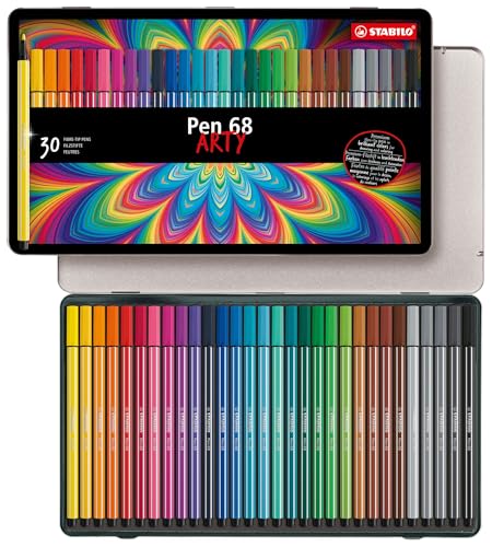 Premium-Filzstift - STABILO Pen 68 - ARTY - 30er Metalletui - mit 30 verschiedenen Farben von STABILO