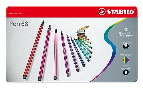 Premium-Filzstift - STABILO Pen 68 - 30er Metalletui - mit 30 verschiedenen Farben von STABILO