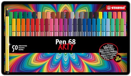 Premium-Filzstift - STABILO Pen 68 - ARTY - 50er Metalletui - mit 46 verschiedenen Farben von STABILO
