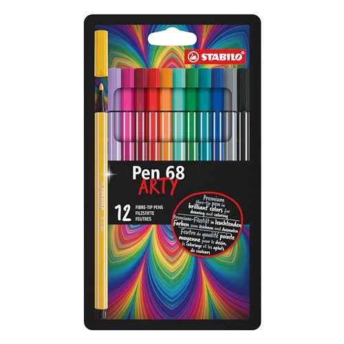 Premium-Filzstift - STABILO Pen 68 - ARTY - 12er Pack - mit 12 verschiedenen Farben von STABILO