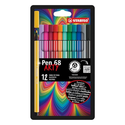 Premium-Filzstift - STABILO Pen 68 - ARTY - 12er Pack - mit 12 verschiedenen Farben von STABILO