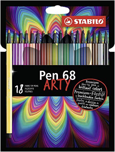 Premium-Filzstift - STABILO Pen 68 - ARTY - 18er Pack - mit 18 verschiedenen Farben von STABILO