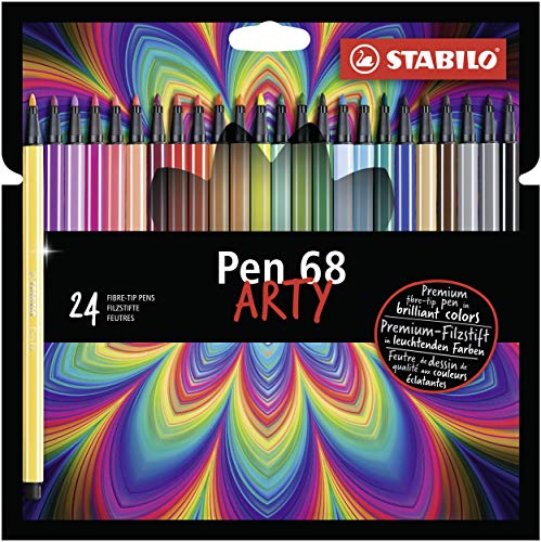 Premium-Filzstift - STABILO Pen 68 - ARTY - 24er Pack - mit 24 verschiedenen Farben von STABILO