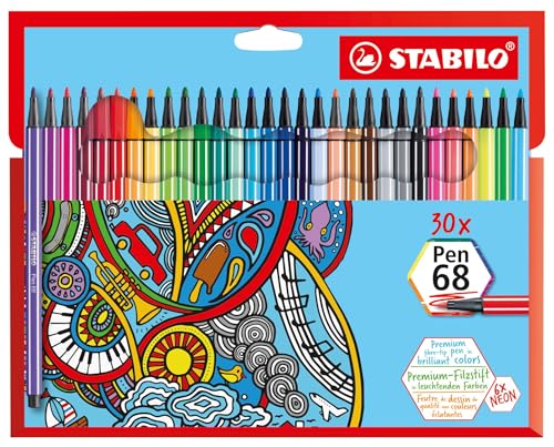 Premium-Filzstift - STABILO Pen 68 - ARTY - 30er Pack - mit 30 verschiedenen Farben von STABILO