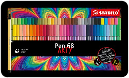 Premium-Filzstift - STABILO Pen 68 - ARTY - 66er Metalletui - mit 65 verschiedenen Farben von STABILO