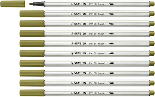 STABILO - Premium-Filzstift mit Pinselspitze für variable Strichstärken - Pen 68 brush - 10er Pack - schlammgrün STABILO - Premium-Filzstift mit Pinselspitze für variable Strichstärken - Pen 68 brush - 10er Pack - schlammgrün von STABILO