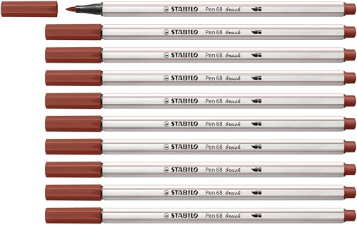 STABILO - Premium-Filzstift mit Pinselspitze für variable Strichstärken - Pen 68 brush - 10er Pack - siena STABILO - Premium-Filzstift mit Pinselspitze für variable Strichstärken - Pen 68 brush - 10er Pack - siena von STABILO