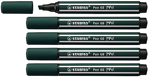 Premium-Filzstift mit dicker Keilspitze - STABILO Pen 68 MAX - 5er Pack - grünerde von STABILO