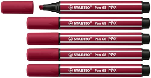 Premium-Filzstift mit dicker Keilspitze - STABILO Pen 68 MAX - 5er Pack - purpur von STABILO