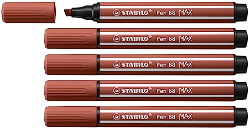 Premium-Filzstift mit dicker Keilspitze - STABILO Pen 68 MAX - 5er Pack - siena von STABILO