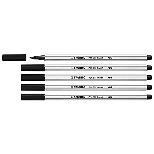 STABILO 5 Stück Fasermaler Pinselspitze Pen 68 schwarz STABILO 5 Stück Fasermaler Pinselspitze Pen 68 schwarz von STABILO