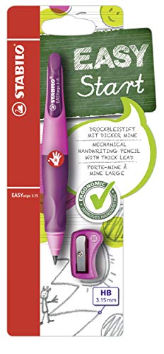 Ergonomischer Druck-Bleistift für Rechtshänder - STABILO EASYergo 3.15 in pink/lila - inkl. 1 dicken Mine - Härtegrad HB & Spitzer von STABILO