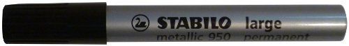 STABILO 950/21 permanent marker Stifte mit Breite Spitze 2 mm, Box 12 Stück Metallic Silber von STABILO