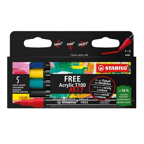 STABILO - Acrylmarker - FREE Acrylic T100 - Strichbreite 1-2 mm - 5er Pack - ROYAL STABILO - Acrylmarker - FREE Acrylic T100 - Strichbreite 1-2 mm - 5er Pack - ROYAL von STABILO