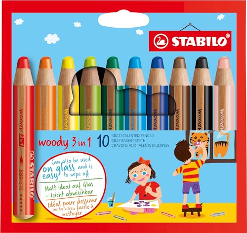 STABILO - Buntstift, Wasserfarbe & Wachsmalkreide - woody 3 in 1-10er Pack - mit 10 verschiedenen Farben STABILO - Buntstift, Wasserfarbe & Wachsmalkreide - woody 3 in 1-10er Pack - mit 10 verschiedenen Farben von STABILO