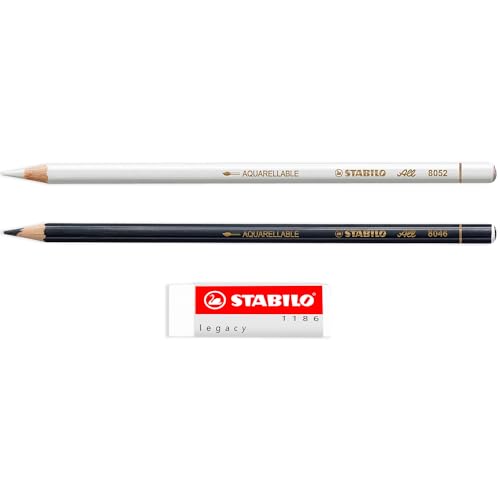 STABILO Buntstift für fast alle Oberflächen – 2 Stück – Schwarz & Weiß + Legacy Radiergummi STABILO Buntstift für fast alle Oberflächen – 2 Stück – Schwarz & Weiß + Legacy Radiergummi von STABILO