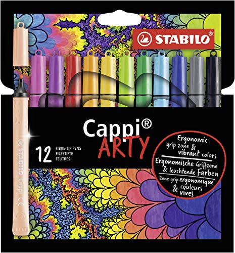 Filzstift mit Kappenring - STABILO Cappi - ARTY - 12er Pack - mit 12 verschiedenen Farben von STABILO