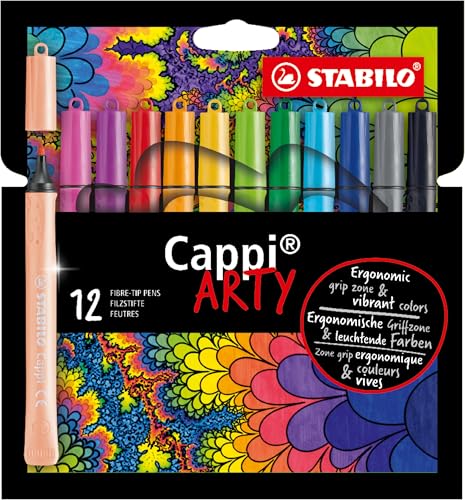 STABILO - Filzstift mit Kappenring - Cappi - ARTY - 12er Pack - mit 12 verschiedenen Farben von STABILO