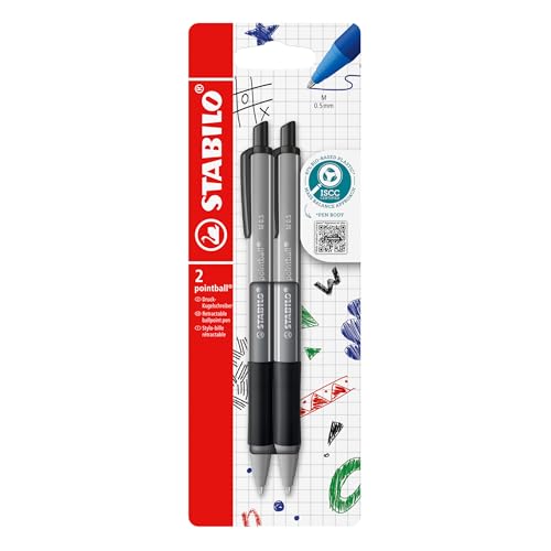 STABILO - Druck-Kugelschreiber - pointball colorful - 2er Pack - dunkelgrau STABILO - Druck-Kugelschreiber - pointball colorful - 2er Pack - dunkelgrau von STABILO