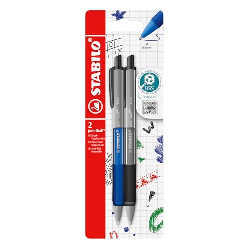 STABILO - Druck-Kugelschreiber - pointball colorful - 2er Pack - ultramarinblau, dunkelgrau STABILO - Druck-Kugelschreiber - pointball colorful - 2er Pack - ultramarinblau, dunkelgrau von STABILO