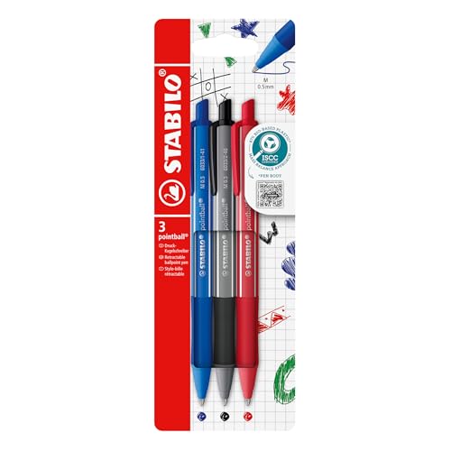 STABILO - Druck-Kugelschreiber - pointball colorful - 3er Pack - ultramarinblau, dunkelgrau, rostrot STABILO - Druck-Kugelschreiber - pointball colorful - 3er Pack - ultramarinblau, dunkelgrau, rostrot von STABILO