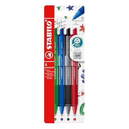 STABILO - Druck-Kugelschreiber - pointball colorful - 4er Pack - ultramarinblau, dunkelgrau, rostrot, minzgrün STABILO - Druck-Kugelschreiber - pointball colorful - 4er Pack - ultramarinblau, dunkelgrau, rostrot, minzgrün von STABILO