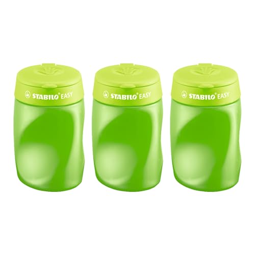 STABILO - Ergonomischer Dosen-Spitzer für Rechtshänder - EASYsharpener - 3 in 1-3er Pack - grün von STABILO