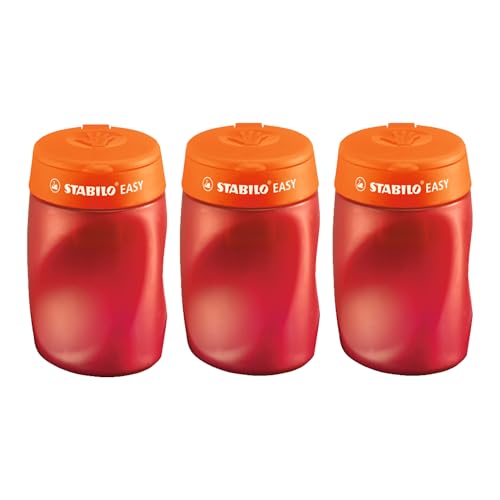 STABILO - Ergonomischer Dosen-Spitzer für Rechtshänder - EASYsharpener - 3 in 1-3er Pack - orange von STABILO