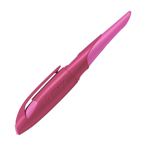 STABILO - Ergonomischer Schulfüller für Rechtshänder mit Anfänger-Feder A - EASYbirdy in beere/pink - Einzelstift - inklusive Patrone - Schreibfarbe blau (löschbar) von STABILO