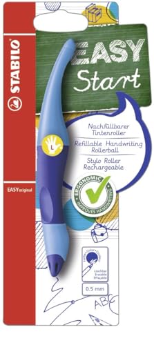 STABILO - Ergonomischer Tintenroller für Linkshänder - EASYoriginal in dunkelblau/hellblau - Einzelstift - Schreibfarbe blau (löschbar) - inklusive Patrone von STABILO