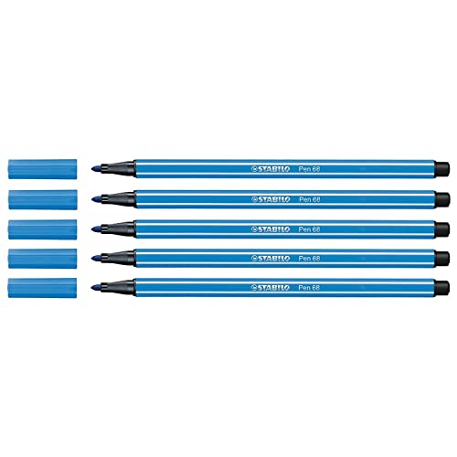 STABILO Fasermaler Pen 68, Strichstärke: 1,0 mm, dunkelblau VE=5 von STABILO