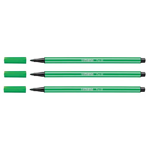 STABILO Fasermaler Pen 68, Strichstärke: 1,0 mm, grün VE=3 von STABILO