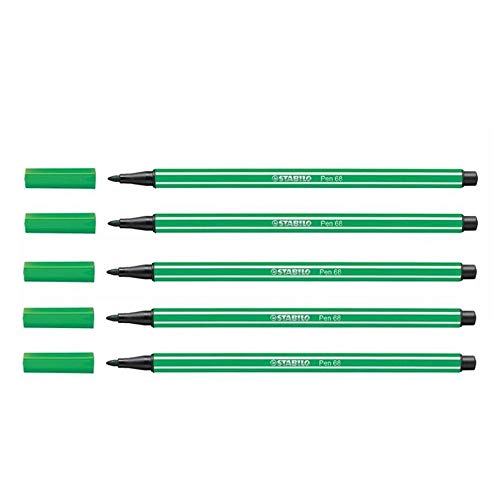 STABILO Fasermaler Pen 68, Strichstärke: 1,0 mm, grün VE=5 von STABILO