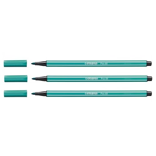 STABILO Fasermaler Pen 68, Strichstärke: 1,0 mm, türkisblau VE=3 von STABILO