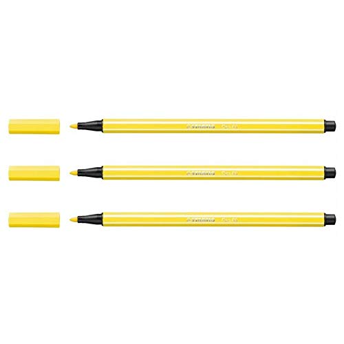 STABILO Fasermaler Pen 68, Strichstärke: 1,0 mm zitronengelb VE=3 von STABILO