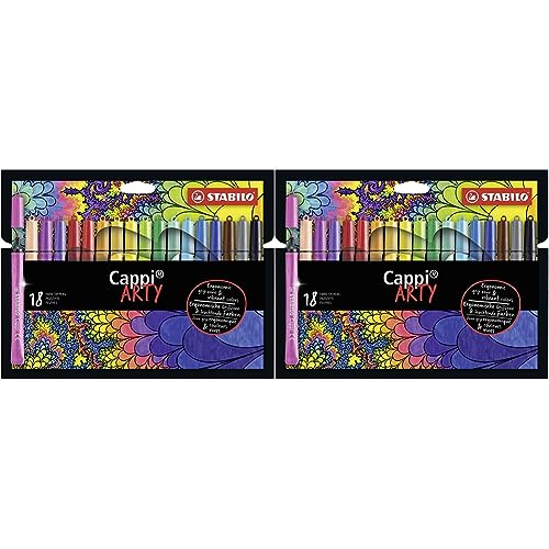 Filzstift mit Kappenring - STABILO Cappi - ARTY - 2x 18er Pack - mit 18 verschiedenen Farben von STABILO